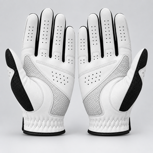 Gants de golf premium avec fermeture auto-agrippante, unisexes, en cuir, à doigts entiers, respirants, blancs, noirs, rouges. - Product Image 5