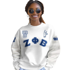 Sudadera con Cuello Redondo Zeta Phi Beta para Mujer, Letra Griega Azul 1920 Bordada, Sudaderas Griegas para Mujer - Product Image 4