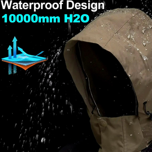 Chaqueta cortavientos de invierno de manga larga informal unisex, transpirable, impermeable, ecológica, con cierre de cremallera, capucha de talla grande, High Street - Product Image 6