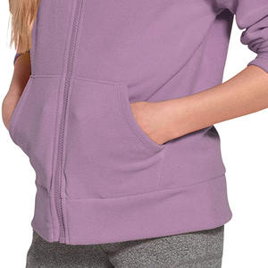 เสื้อฮู้ดปิดซิปขนแกะสำหรับเด็กผู้หญิงขนาดและสีออกแบบโลโก้ได้ตามต้องการเหมาะสำหรับฤดูหนาวสีทึบราคาโรงงานทรงสลิมฟิต - Product Image 4