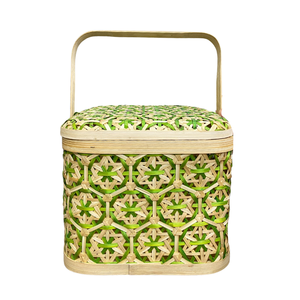 ตะกร้าไม้ไผ่เก็บผลไม้ที่มีลวดลายดอกไม้สไตล์วินเทจสวยงามเหมาะสำหรับการจัดระเบียบและจัดแสดง - Product Image 1