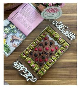 ถาดเสิร์ฟไม้กระถินเทศฝังมุกสไตล์อาหรับ งานฝีมือคุณภาพ ของขวัญรอมฎอนและอีด ปรับแต่งสีและขนาดได้ พร้อมหูจับ - Product Image 6