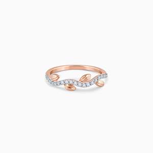 Anillo de diamante chapado en oro rosa ajustable estilo frondoso con incrustaciones de corte ovalado con forma de número de moda - Product Image 2