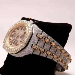 Reloj de Pulsera Automático Unisex de Lujo, Estilo Hip Hop, Cronógrafo, Completamente Engastado, Calidad Premium de Marca, Diamante Moissanita Antiguo, Cristal Analógico - Product Image 2