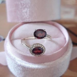 แหวนหมั้นโกเมนเงินแท้925ทำด้วยมือแหวนหมั้นสไตล์วินเทจเครื่องประดับชั้นดีพร้อมเพชรและไข่มุกสำหรับงานแต่งงานหรืองานเลี้ยง - Product Image 5