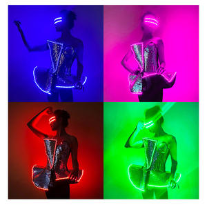 Nuevo vestido LED para mujer, trajes Rave, club nocturno, Tron, ropa de baile, fiesta, disfraz de escenario iluminado, ropa luminosa de bailarina <span class=keywords><strong>Gogo</strong></span>, actuación - Product Image 2