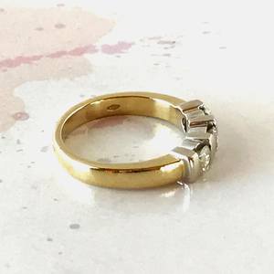 Anillo de tres piedras de promesa de diamante cultivado en laboratorio de corte brillante redondo étnico 14K oro sólido regalo de boda joyería fina para regalo de fiesta - Product Image 2