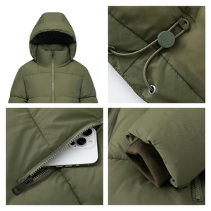 แจ็กเก็ตแบบสั้นสำหรับผู้ชายและผู้หญิงแจ็กเก็ตขนเป็ดสีกากีสีเขียวผ้าครอปสไตล์ลำลองสำหรับฤดูหนาวเทรนด์2025 - Product Image 3