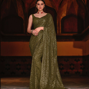 ผ้าแจ็คการ์ด pallu สวยดีไซเนอร์ล่าสุดใช้ได้ทั่วส่าหรี - Product Image 1