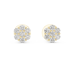 Pendientes de Lujo con Diamantes Cultivados en Laboratorio, Corte Brillante Redondo, Oro Amarillo de 10K, Diseño Imperial Bloom - Product Image 4