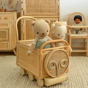 New design wholesale natural eco-friendly kid toy - push train from the best rattan safety for kid's health & promote creativity