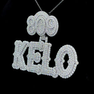 Colgante de Lujo Personalizado con Incrustaciones de Moissanita, Chapado en Oro sobre Plata 925, Estilo Hip Hop, Colgante con Letras - Product Image 2