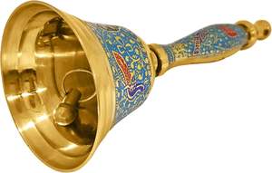 Campana Puja de latón puro azul con mango de Metal Pooja campana de mano religiosa Pooja Ghanti para Mandir Home Christmas - Product Image 4
