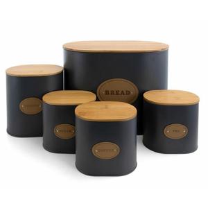 ชุดกล่องเก็บของอเนกประสงค์ทรงสี่เหลี่ยมผืนผ้า4ชิ้นถังโลหะเคลือบสีดำสำหรับขนมปังและสินค้าอื่นๆเพื่อการส่งออก - Product Image 6