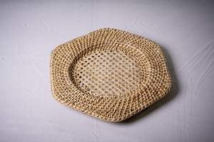 Cane Rattan Bamboo <b>Tray</b> for Serving or Decoration Cane <b>Tray</b> with Handle (Round 12 Inch Diameter 2 Inch Height - Product Image 4
