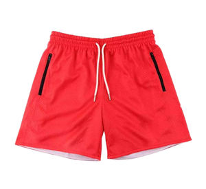 กางเกงขาสั้นกีฬาตาข่ายสีพื้นโลโก้สั่งทำ กางเกงขาสั้นตาข่ายฤดูร้อนลำลองแฟชั่นสองชั้น กางเกงขาสั้นตาข่ายฤดูร้อน - Product Image 1