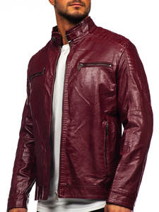 Chaqueta de cuero PU personalizable para hombre, estilo urbano, corte holgado, talla grande, con capucha abatible, teñida, forro polar térmico, cremallera y piel sintética. - Product Image 4