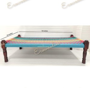 Cama Tradicional de Mimbre Manji de Diseño, Elegante y Colorida, Estilo Pueblo, Tejida a Mano, con Incrustaciones de Hueso, para Apartamento - Product Image 2