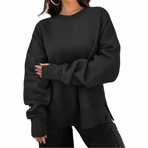 Sweat-shirt long surdimensionné en vrac, en polaire confortable, chaud, doux, coupe décontractée, streetwear tendance, à porter au quotidien, haut de mode pour femmes - Product Image 4