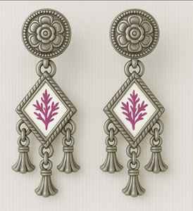 Pendientes de tuerca de diseño Floral de Plata de Ley 925 creativos hechos a mano, joyería fina India Vintage, ajuste de bisel geométrico, regalo de fiesta - Product Image 3