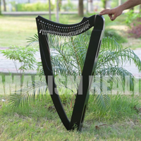 Portable Black Lever Harp | Lightweight String Harp Instrument for Beginners & Professionals