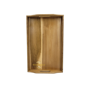 Plateau de service en bois massif avec poignées, surface lisse et polie pour le service des aliments - Product Image 3