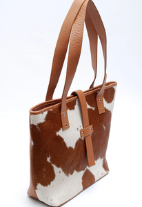 Handmade Genuine Leather Brown White Women's Fashionable Crossbody Tote <b>Bag</b> Durable Stylish Bucket Purse - Product Image 2