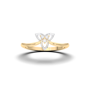 Anillo de susurro de pétalos con diamante de corte redondo de moissanita de 0,05 quilates de quilates, K Juego de puntas de oro macizo de 10, 14 y 18K - Product Image 1