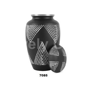 อัฐิที่ระลึกอลูมิเนียมสำหรับใส่เถ้ากระดูกของมนุษย์ทำด้วยมือใส่เถ้ากระดูกสำหรับใส่เถ้ากระดูกสีดำเงินฟรีถุง - Product Image 1