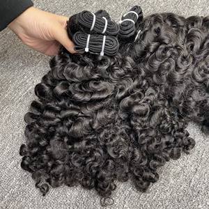 Venta caliente de alta calidad 100% virgen cutícula alineada birmano rizado Extensiones de Cabello Humano Máquina doble trama cabello vietnamita - Product Image 1