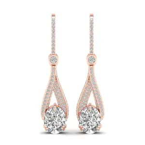 Minimalist 925 Sterling Silver Earrings Round Cut Moissanite Dangle Wire Earrings Fine Jewelry 14k Gold Long Drop Women Jewelry