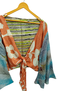 Wrap Dress Indian <b>Tunic</b> Sari Robe Bridal Gown Maternity Gown Gift Robe Beach Party Wear Indian Printed Silk Sari Kimono, - Product Image 3