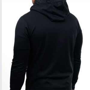 เสื้อมีฮู้ดผ้าฟลีซตัวยาวสีดำของผู้ชายแบบพรีเมียมเสื้อสวมหัวลำลองมีกระเป๋าจิงโจ้ปรับสายรูดได้สำหรับฤดูหนาวยิมสตรีทแวร์ - Product Image 2
