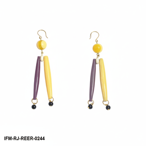 Ensemble de bijoux en résine Suave Polychroma violet et noir, collier et boucles d'oreilles géométriques à rayures, cadeau pour elle - Product Image 2