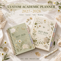 Agenda académique botanique LABON personnalisé 2027 2028 A5 B5, spirale, couverture rigide, onglets, autocollants, organisateur mensuel et hebdomadaire pour les études