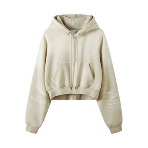 Plus Size Fresh Style Zip up Sudadera Overfit Ropa de calle en blanco Vintage Heavyweight Men's Acid Wash Hoodie - Product Image 6