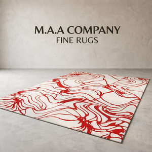 Juego de Alfombras Abstractas Teñidas a Mano de Lana/Seda - Decoración para el Hogar Ecológica, Lavable, Antideslizante y Acolchada - Product Image 1