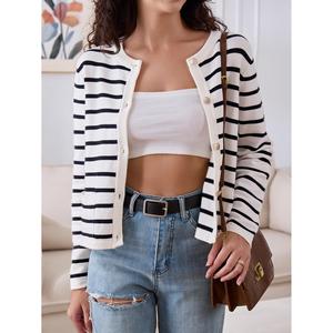 Cardigan décontracté pour femme à manches longues et col rond avec boutons, design simple pour l'automne et l'hiver - Product Image 2