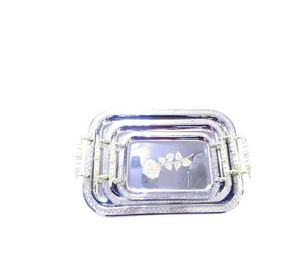 ถาดสแตนเลสสตีลทรงสี่เหลี่ยมสำหรับอาหารสไตล์อินเดียใช้ซ้ำได้ถาดเสิร์ฟโลหะ - Product Image 5