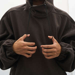 Sweatshirts à capuche baggy surdimensionnés pour hommes légers et solides coton poly - Product Image 4