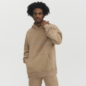Sweat à capuche en coton brodé avec logo personnalisé, de haute qualité, uni, sans cordon, en molleton épais, streetwear, épais, pour homme, taille surdimensionnée - Product Image 4