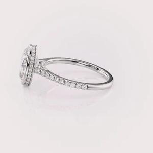 IGI Certified Oval Cut Lab Grown Diamond Bezel Set Engagement / Wedding Ring with Pavé Band in <b>Solid</b> 925 Sterling <b>Silver</b> - Product Image 3