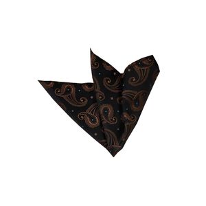 Men's Navy Blue Paisley Shawl Pattern Jacquard Textile Pocket Square One Size - Product Image 1