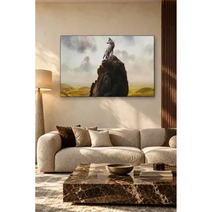 Fida Wolf contemplant l'horizon sur un sommet rocailleux, impression sur toile - Product Image 5