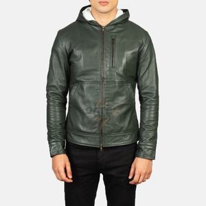 Veste de motard en cuir véritable de haute qualité pour homme, patchwork, col montant, manches longues, hiver, coupe-vent, écologique, logo avant - Product Image 1