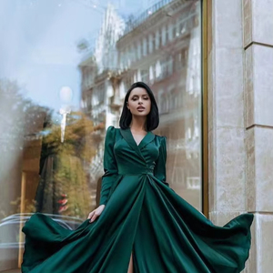 ชุดเดรสแขนเสื้อโค้ทคอปกเข้ารูปงานปาร์ตี้รับปริญญาชุดเดรสเซ็กซี่สำหรับผู้หญิงขนาดใหญ่พิเศษ - Product Image 1