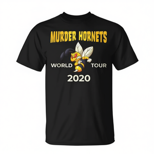 Murder Hornets World Tour 2020 T-Shirt noir pour adulte unisexe, col rond, manches courtes - Product Image 2