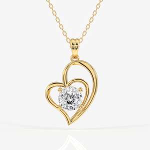 Portuguese Cut Moissanite Diamond Fashionable Sterling Silver Pendant <b>Necklace</b> - Product Image 1