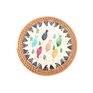 Hermoso Borde de ratán clásico Floral madre de perla incrustaciones que sirven manteles individuales Decoración de mesa personalizable de Vietnam - Product Image 4