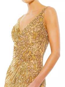 Elegante con cuentas de lentejuelas Aline vestido de noche de lujo Formal vestido de baile largo con mangas para la víspera de fiesta y fiestas de graduación hermoso - Product Image 5